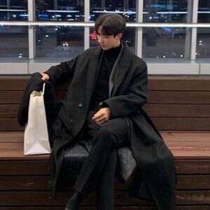 woolen coat men's winter Korean style high